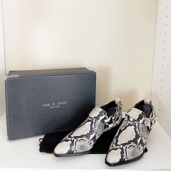 Rag & Bone Westin Harness pointy toe Boots in snakeskin leather. 40/10 New - Picture 5 of 16